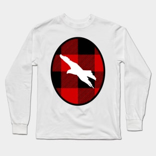 Eagle in Buffalo Plaid Oval Long Sleeve T-Shirt